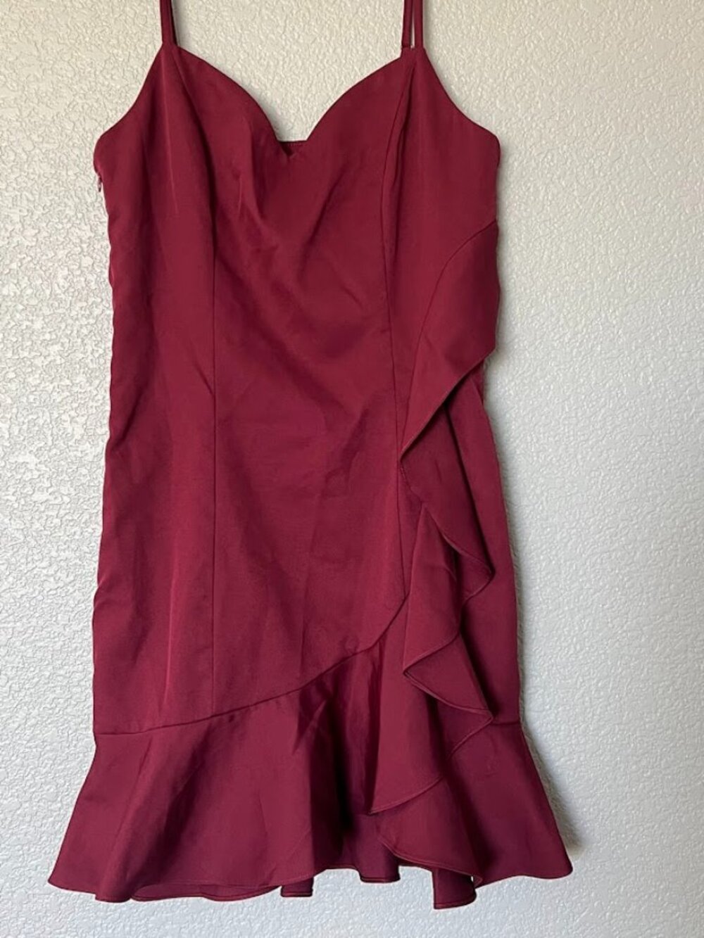NEW Aqua Burgundy Ruffle Sleeveless Mini Cocktail Dress Size Small NWT